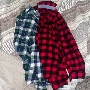 Pack of Two Fall Flannels sizes Small and Medium, both fit like mediums
